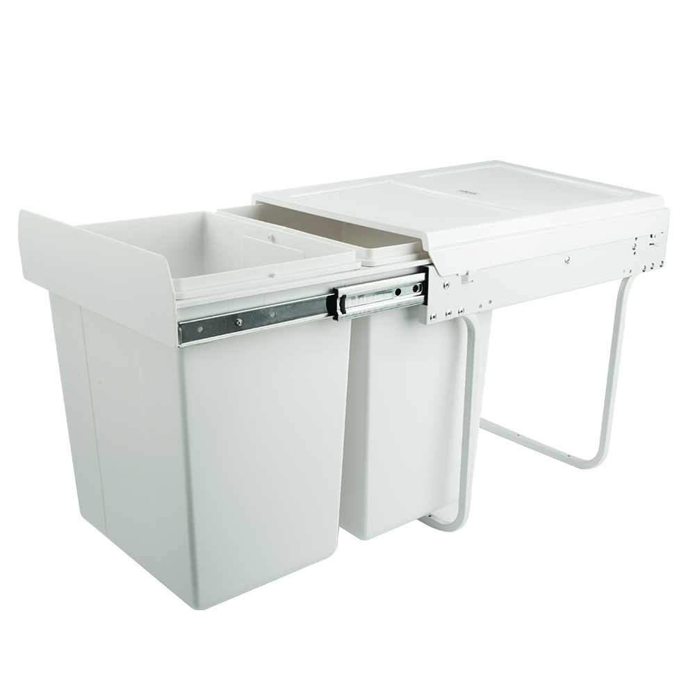 Twin Waste Bin 430Hx342wx490d White Nikpol